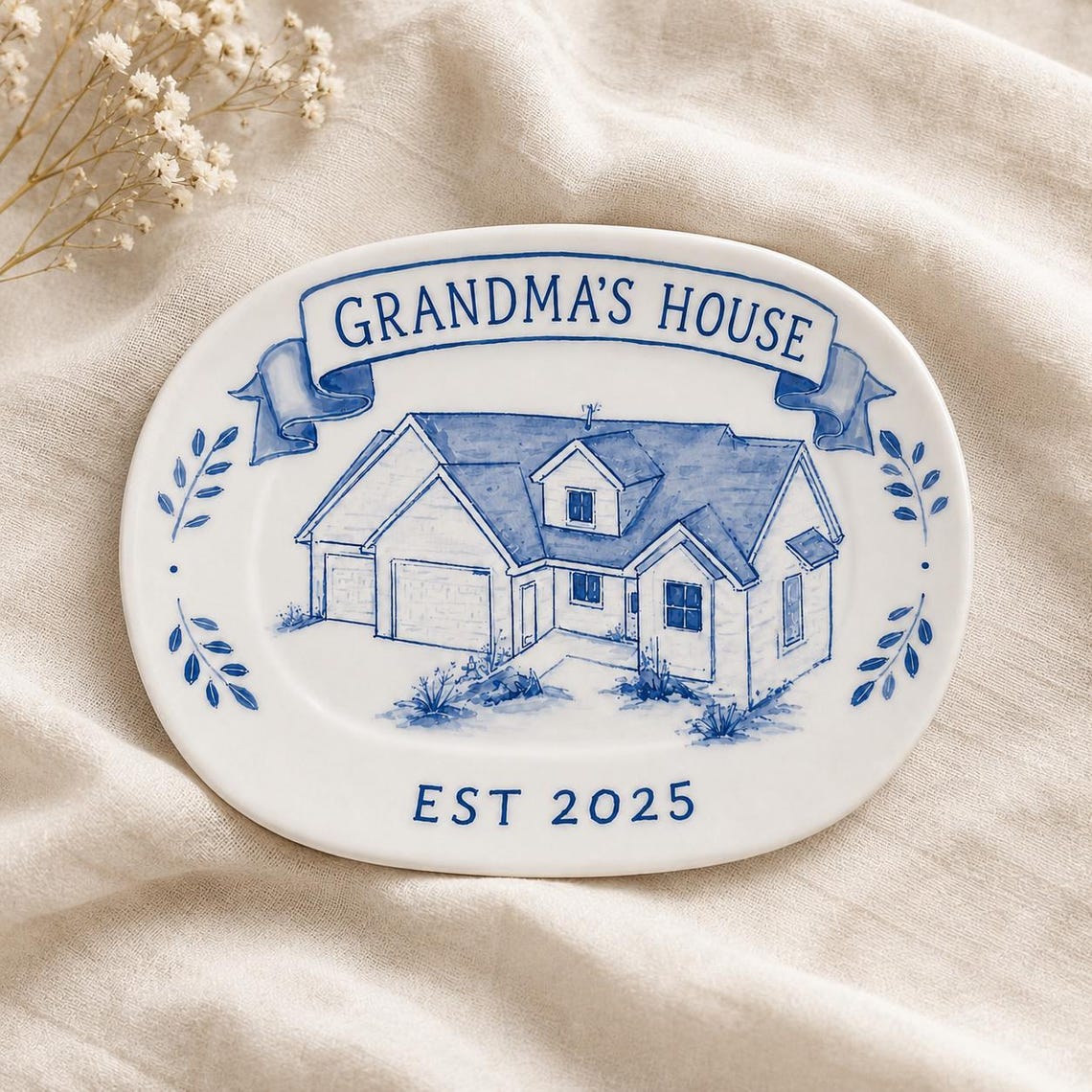 100% Hand Painted House Plate - Watercolor Art by PaintMySoul