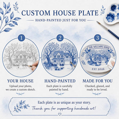 100% Hand Painted House Plate - Watercolor Art by PaintMySoul