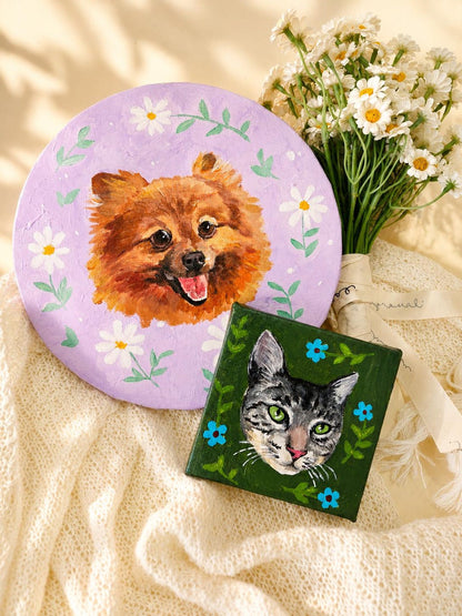 Custom hand-painted acrylic pet portrait from a photo