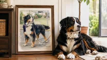 Personalized dog or cat watercolor portrait painted by hand