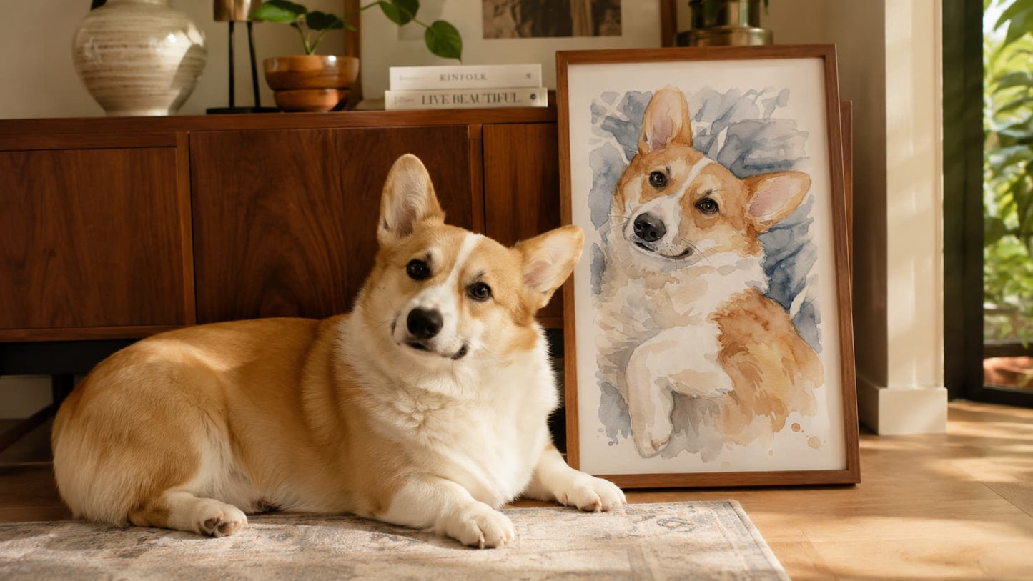 Custom watercolor pet painting made from a customer photo