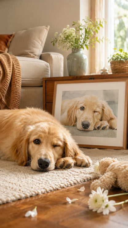 Custom hand-painted pet watercolor portrait from a photo