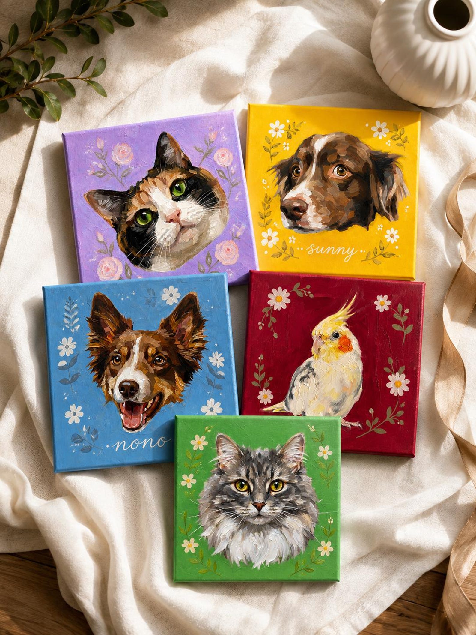 Personalized acrylic pet painting made from a customer photo