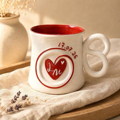 Custom ceramic mug with personalized initials for couples
