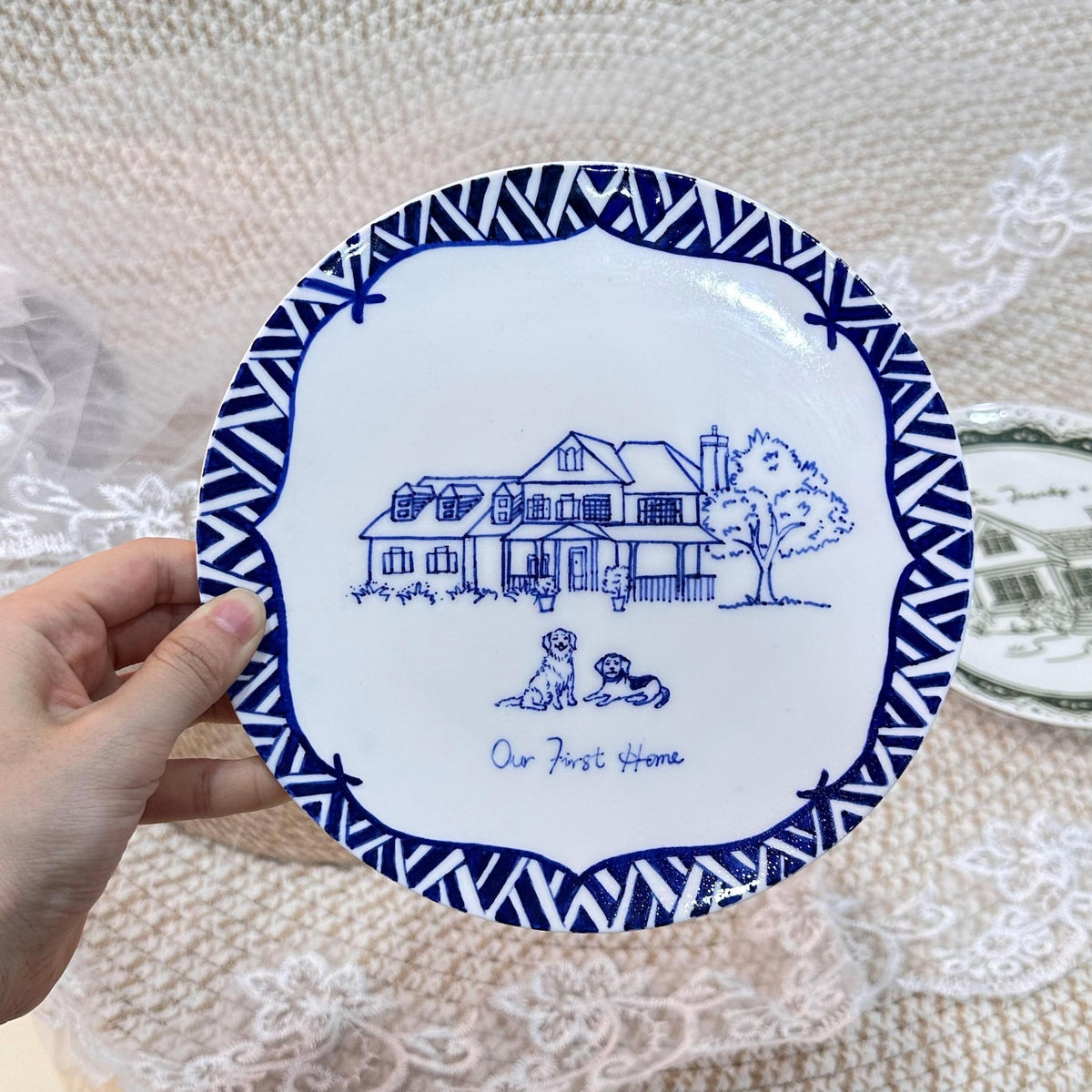 Custom Hand-Painted House Portrait Plate