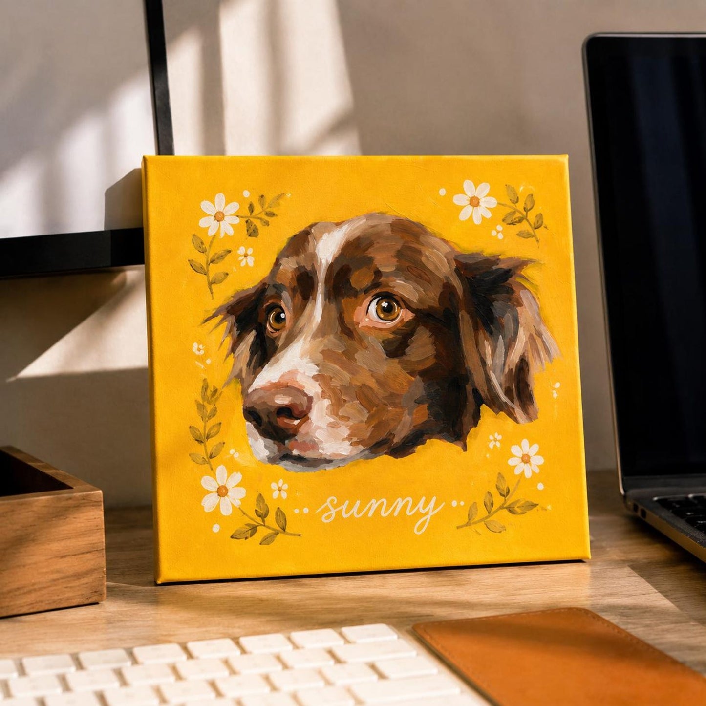 Hand-painted acrylic dog or cat portrait keepsake