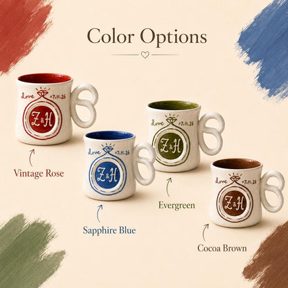 Personalized underglaze ceramic mug couple gift