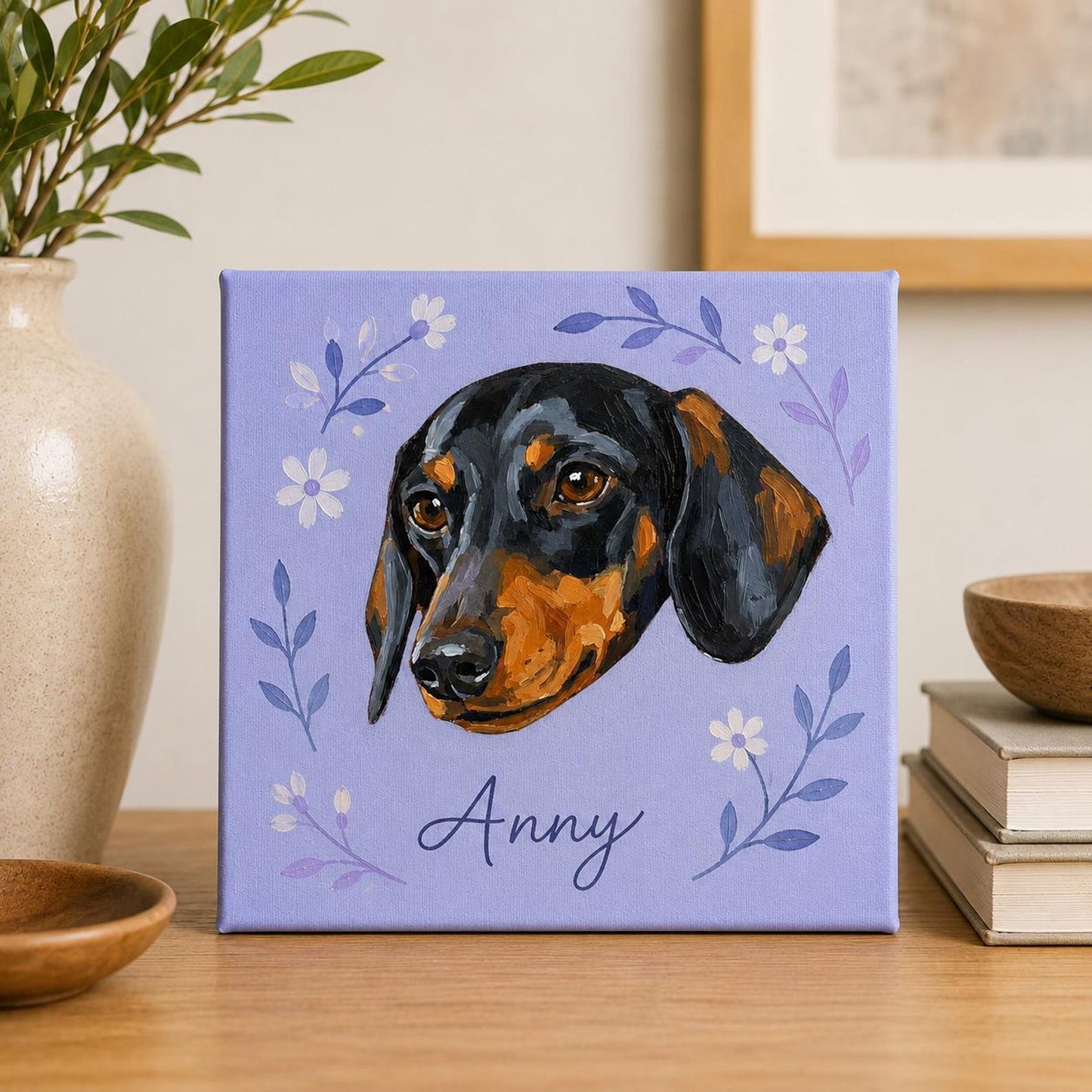 Custom acrylic pet portrait painted by hand