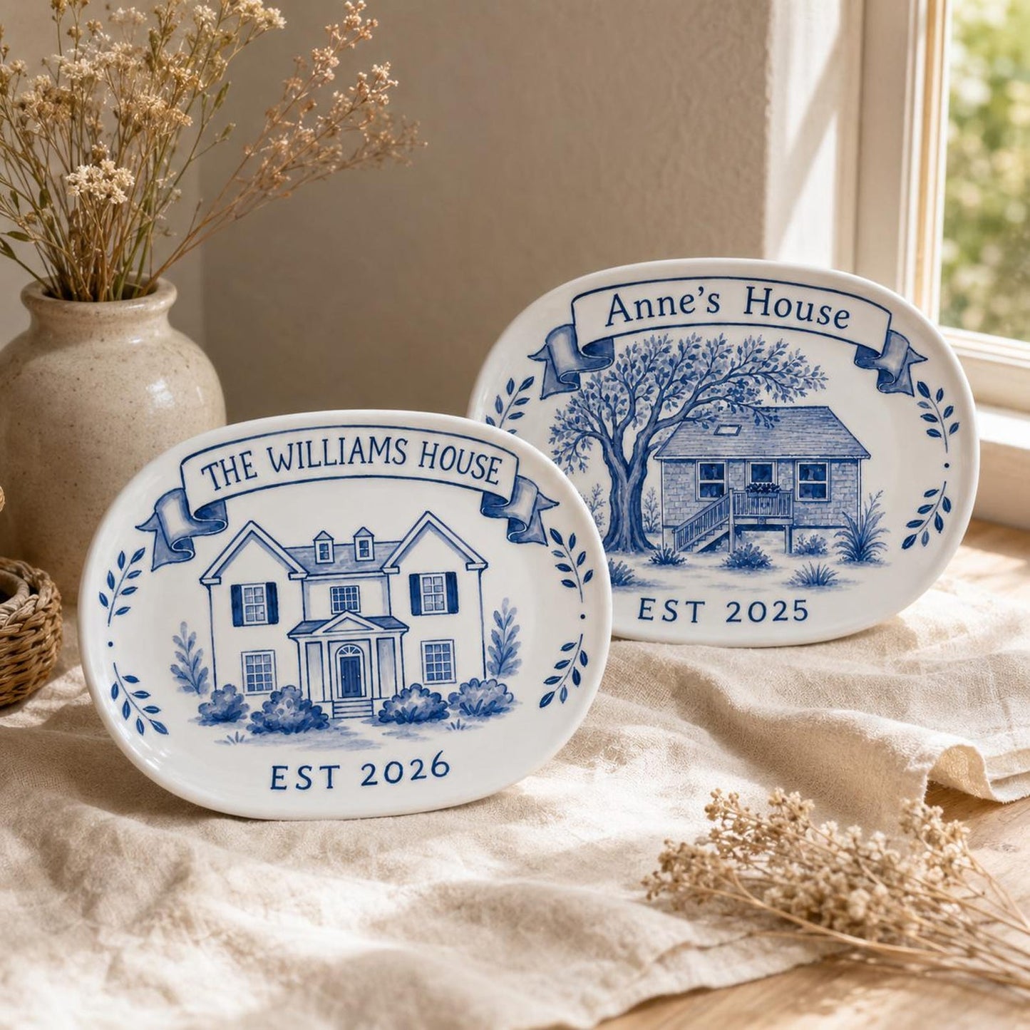 Hand-painted house portrait decorative ceramic plate