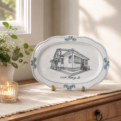Personalized house portrait decorative wall plate