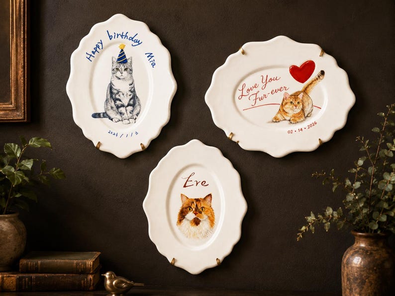 Custom Hand-Painted Pet Portrait Ceramic Plate