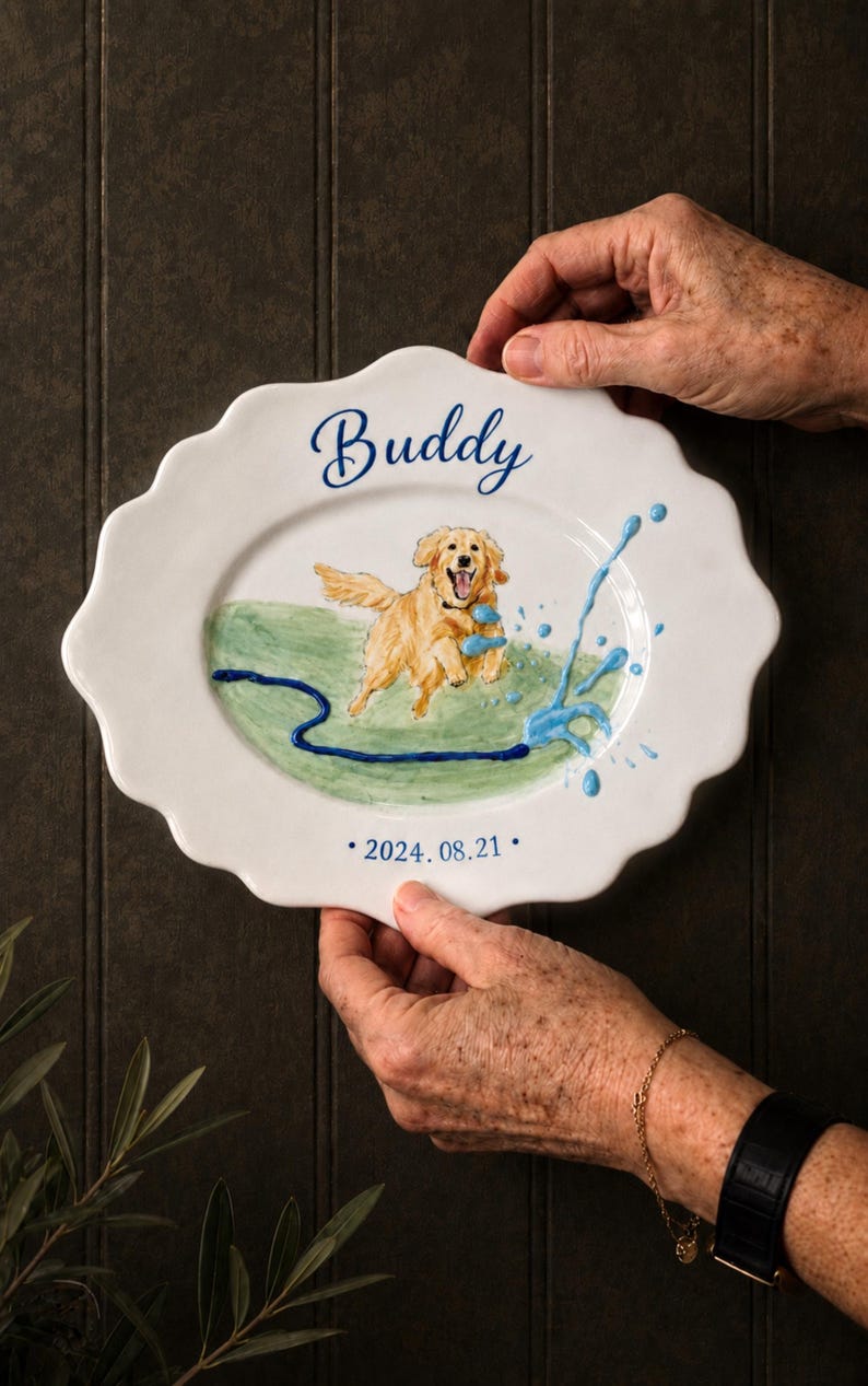 Custom Hand-Painted Pet Portrait Ceramic Plate