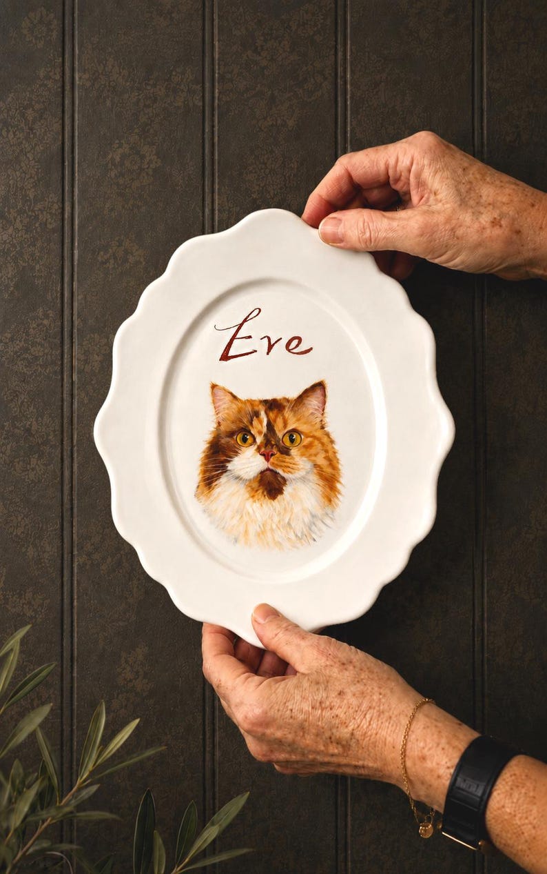 Custom Hand-Painted Pet Portrait Ceramic Plate