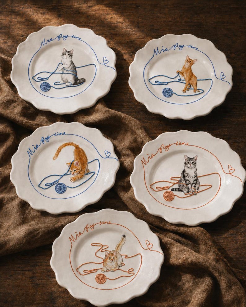 Custom Hand-Painted Pet Portrait Ceramic Plate