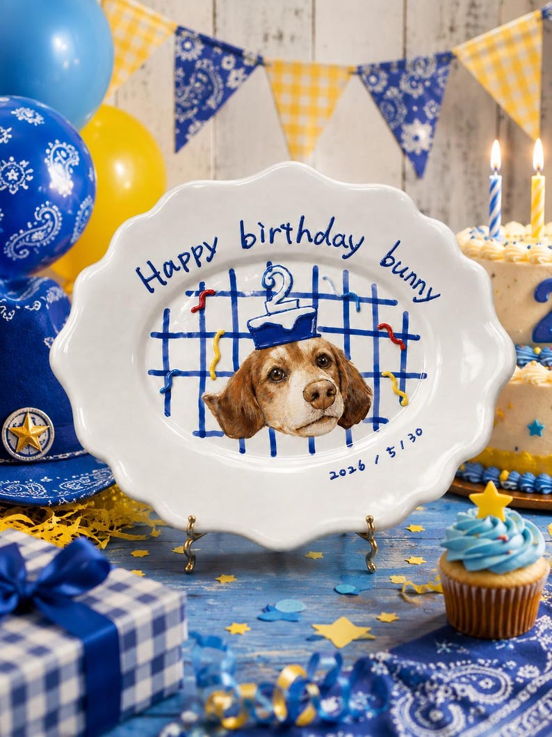 Custom Hand-Painted Pet Portrait Ceramic Plate