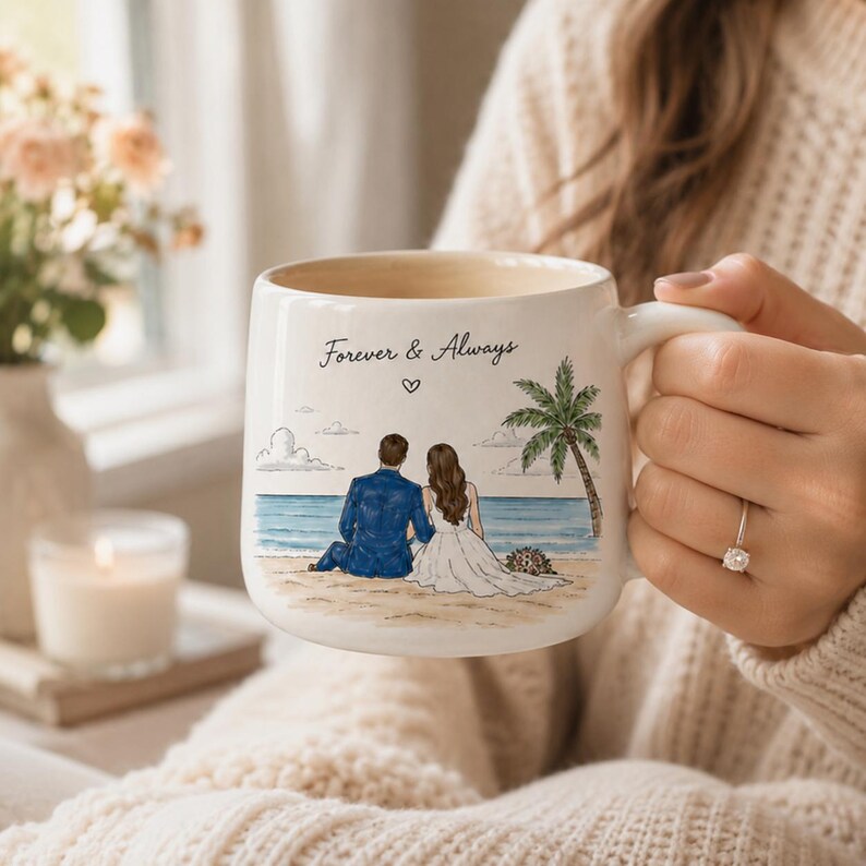 Custom Hand-Painted Wedding Portrait Mug