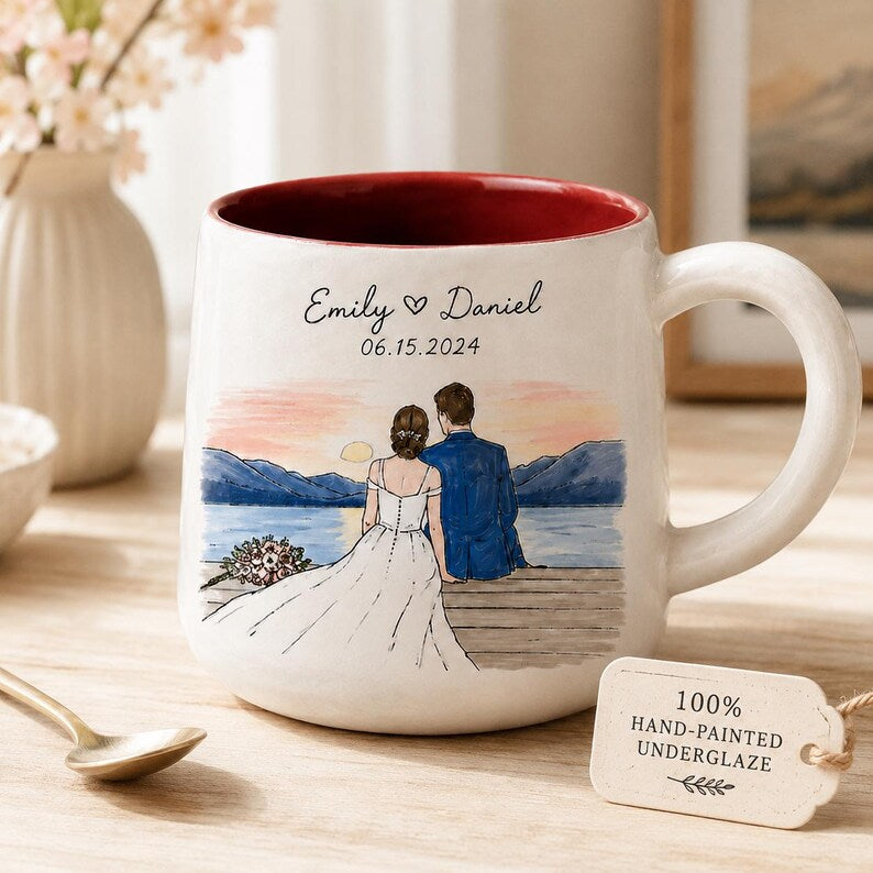 Custom Hand-Painted Wedding Portrait Mug