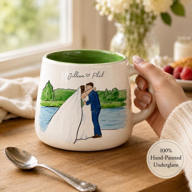 Custom Hand-Painted Wedding Portrait Mug