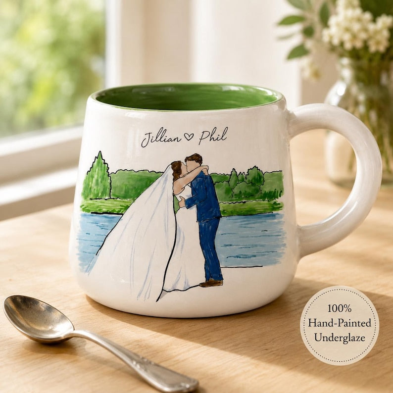 Custom Hand-Painted Wedding Portrait Mug