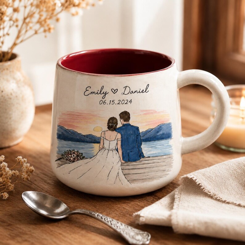 Custom Hand-Painted Wedding Portrait Mug