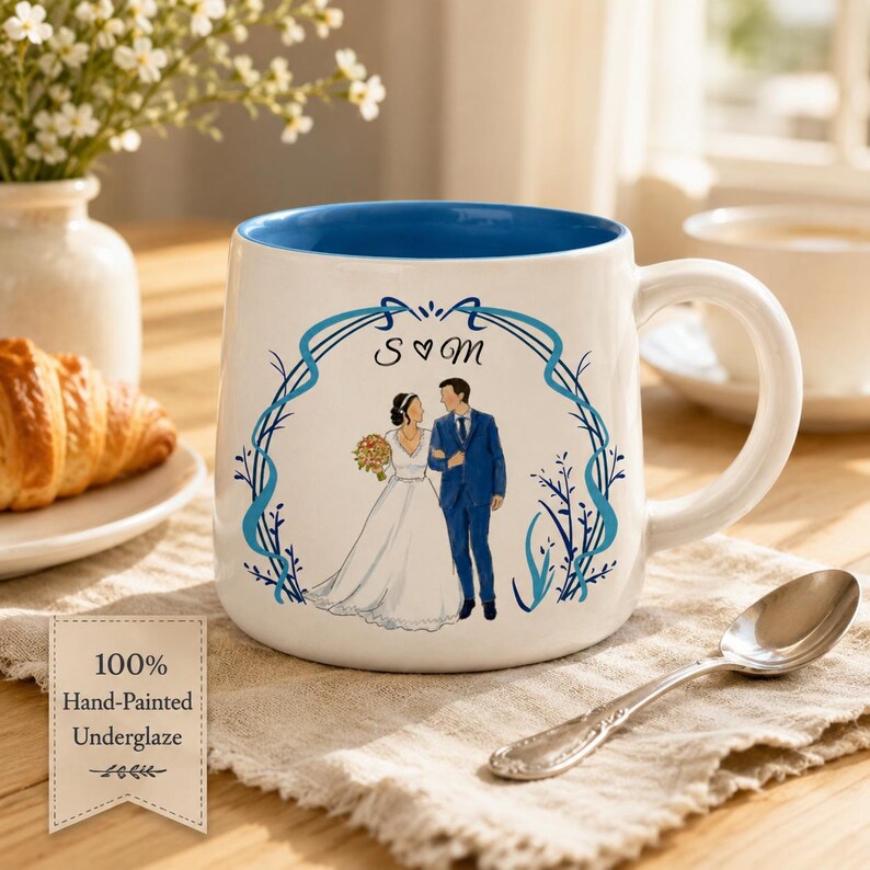 Custom Hand-Painted Wedding Portrait Mug