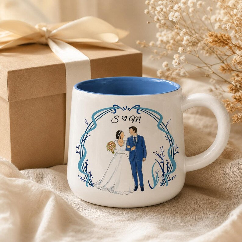 Custom Hand-Painted Wedding Portrait Mug