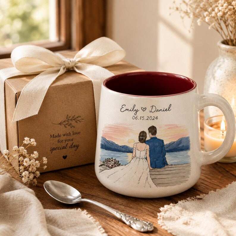 Custom Hand-Painted Wedding Portrait Mug