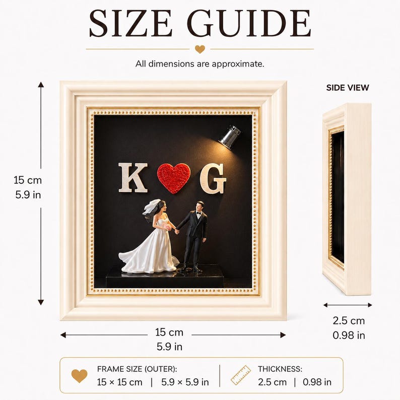 Personalized Wedding Shadow Box Frame – Custom Couple & Initials Keepsake