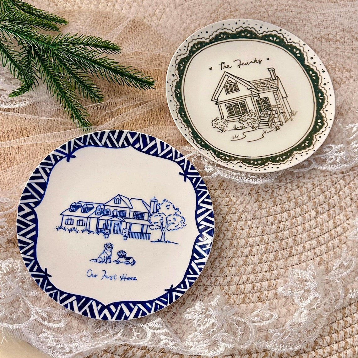 Custom Hand-Painted House Portrait Plate