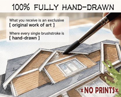 Custom Home & Family Watercolor Portrait - Watercolor Art by PaintMySoul