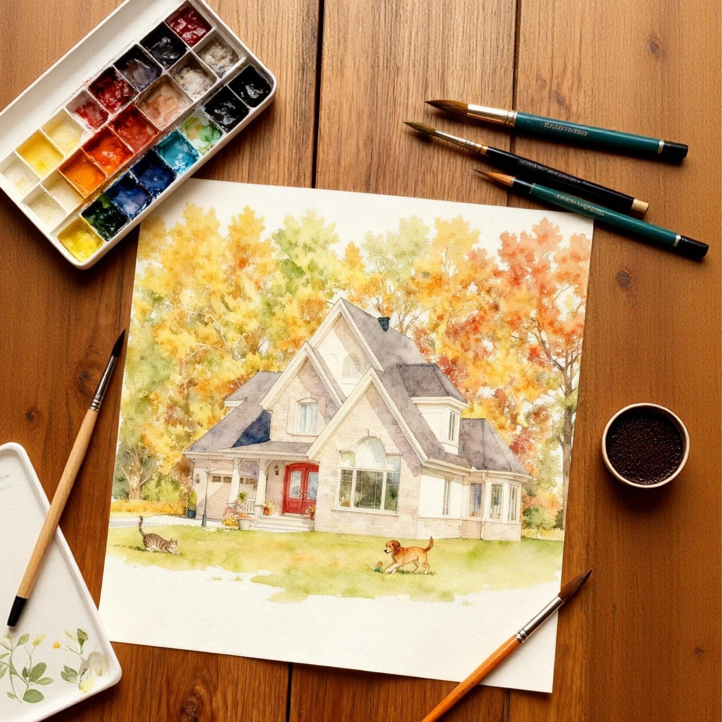 Custom Home & Pet Watercolor Portrait | Watercolor Art by PaintMySoul