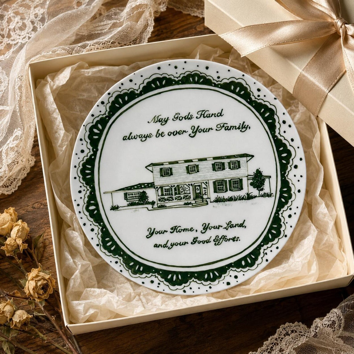 Custom Hand-Painted House Portrait Plate