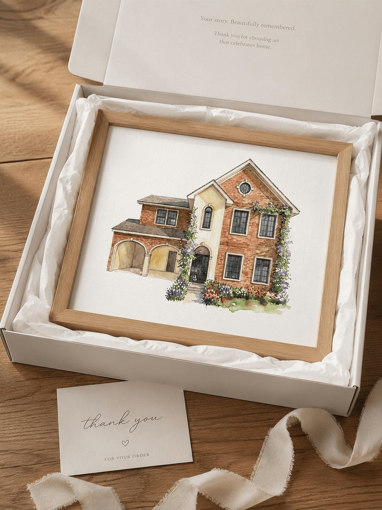 Personalized home and family watercolor painting from photos