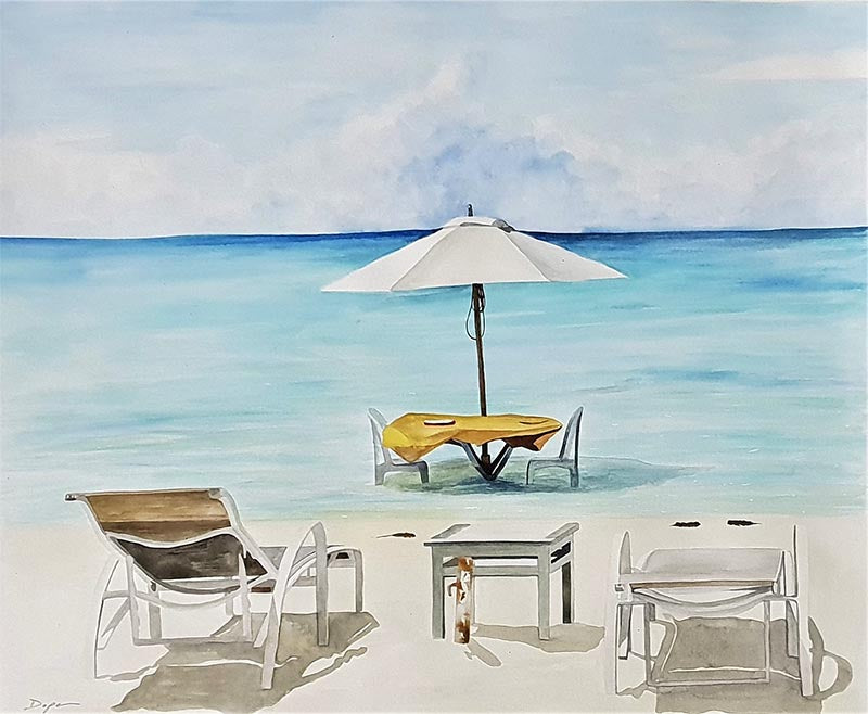 Custom hand-painted landscape watercolor portrait