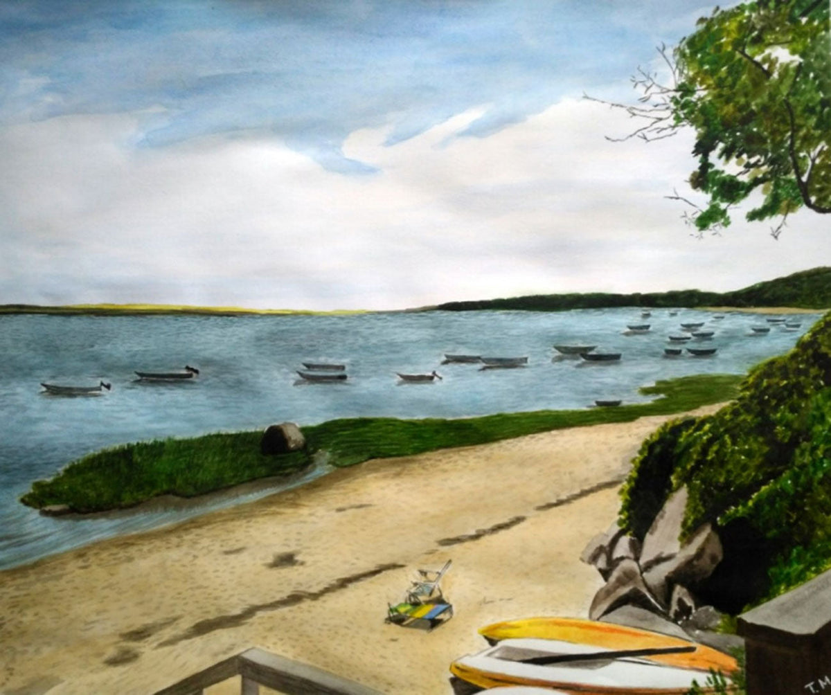 Hand-painted scenery watercolor portrait