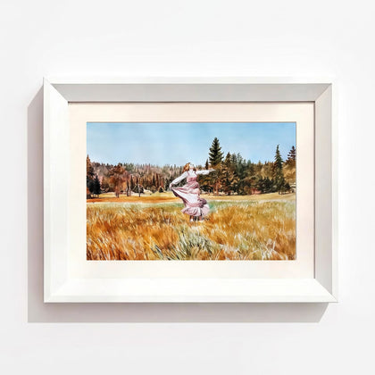 Landscape watercolor White Frame option
