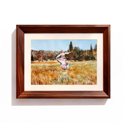 Landscape watercolor Dark Wood Frame option