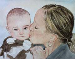 Hand-painted family watercolor portrait
