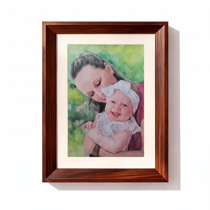 Parents & Children watercolor Dark Wood Frame option
