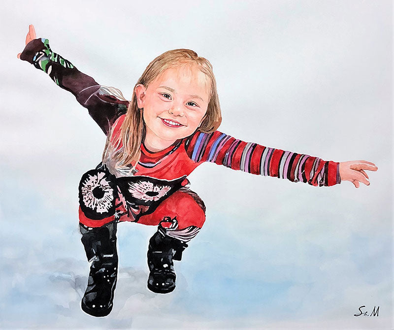 Custom child watercolor portrait