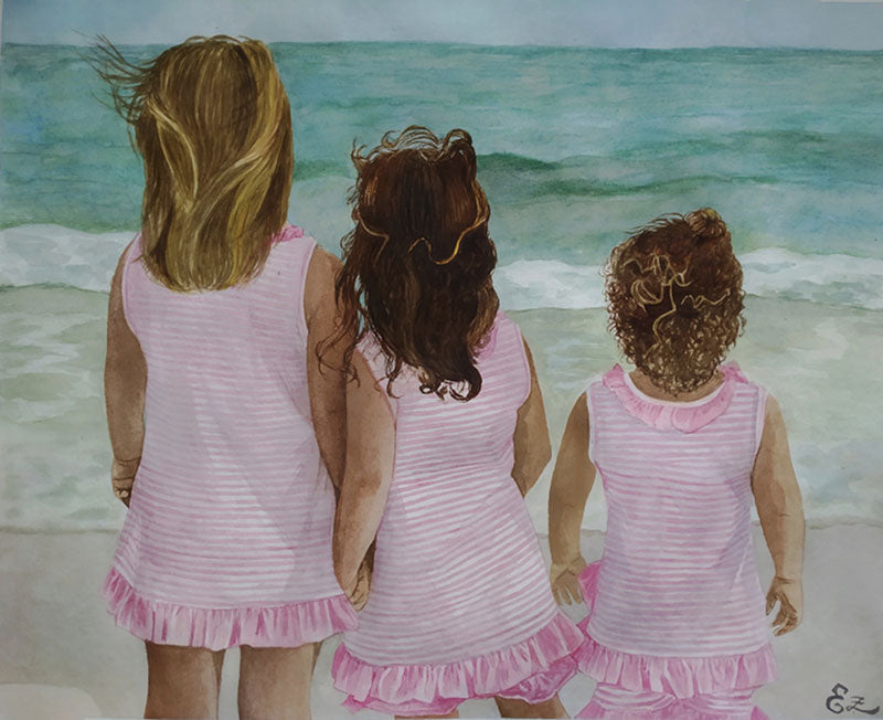 Hand-painted child portrait from photo