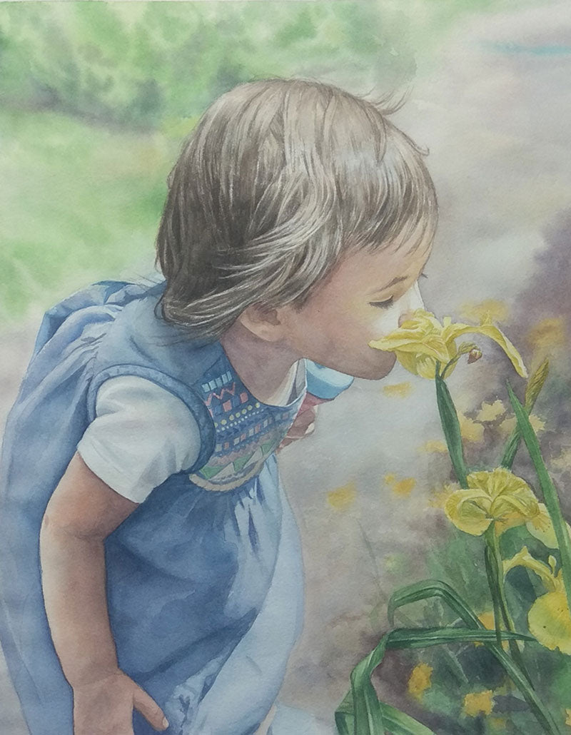 Hand-painted childhood portrait