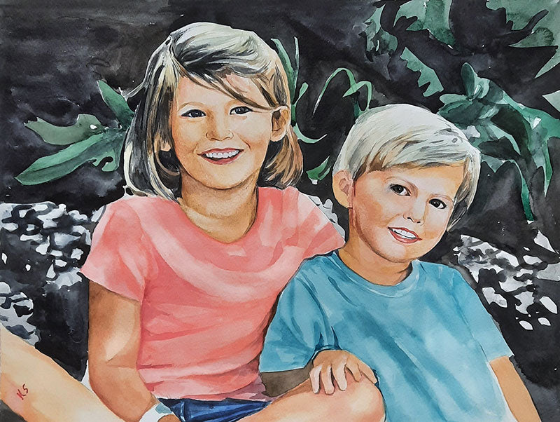 Child portrait watercolor art