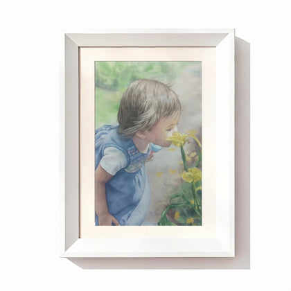 Child watercolor White Frame option