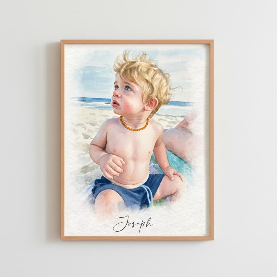 Custom memorial watercolor painting from a cherished photo