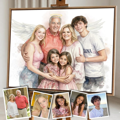 Custom hand-painted memorial watercolor portrait from a photo