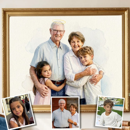 Custom hand-painted memorial watercolor portrait from a photo