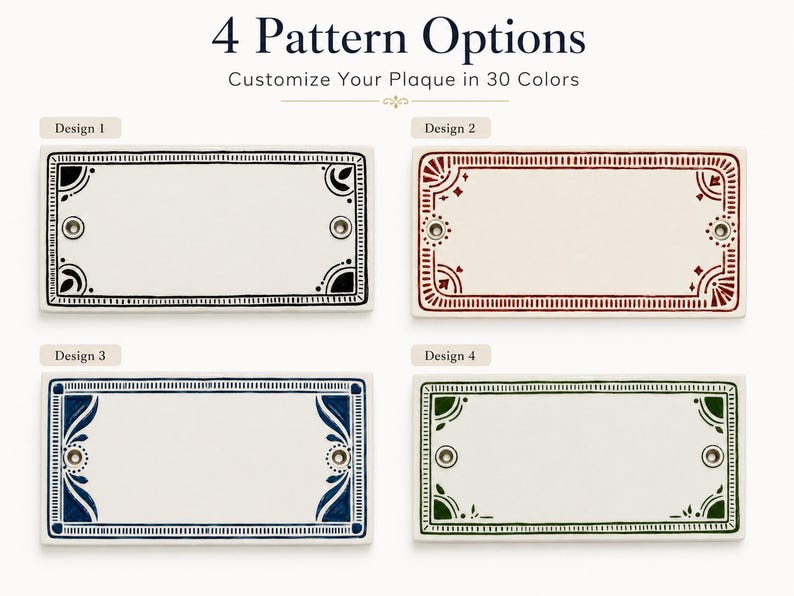 Personalized hand-painted ceramic house number plaque - 01