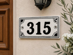 Personalized hand-painted ceramic house number plaque - 05