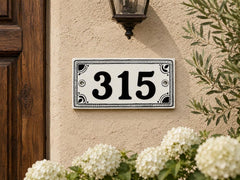 Personalized hand-painted ceramic house number plaque - 12